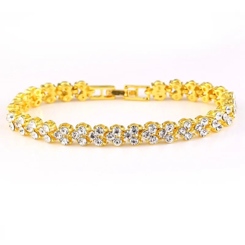 Glänzendes Kristall-Armband aus Edelstahl – Rosegold, Gold & Silber