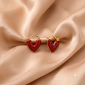 Herz-Creolen Rot – Edelstahl (Stainless Steel), Goldfarben