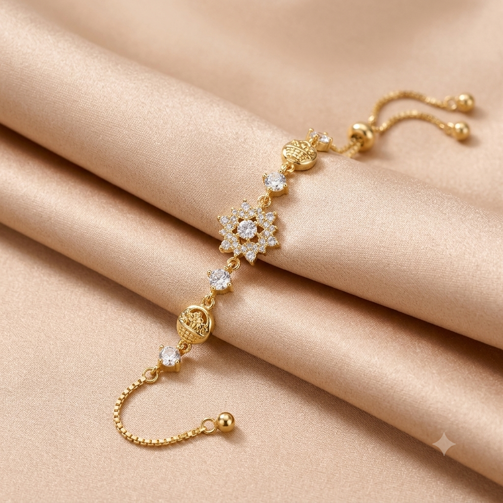 Elegantes Edelstahl-Armband mit Zirkonia-Schneeflocke & Sternen