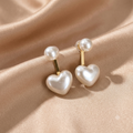 Elegante Perlen-Herz-Ohrstecker in Gold – Romantische Damen-Ohrringe mit Schimmer