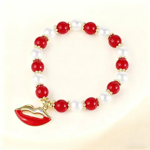 ❤️ Red Lips Pearl Bracelet