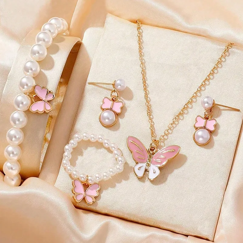 Verspieltes Schmetterlings- & Perlen-Schmuckset – Ein Hauch von Frühling
