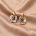 Vergoldete Edelstahl-Ohrringe mit Zirkonia – Elegante Glitzer-Creolen / Statement-Ohrhänger