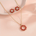 Elegantes Edelstahl Schmuck-Set: Zirkonia Kreis-Anhänger & Ohrringe (Verfügbar in Blau, Grün, Rot)