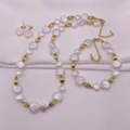 ✨ Muschel Schmuckset aus Edelstahl – Halskette, Armband & Ohrringe in Gold-Weiß