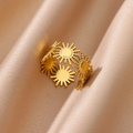 Vergoldeter Edelstahl Ring im Sonnen-Design – Statement Ring mit himmlischem Sonnenstrahlen-Muster, Langlebig & Hautfreundlich