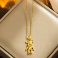 Elegante Edelstahl-Halskette mit niedlichem Teddybär-Anhänger – Vergoldete Kette mit Herz-Zirkonia
