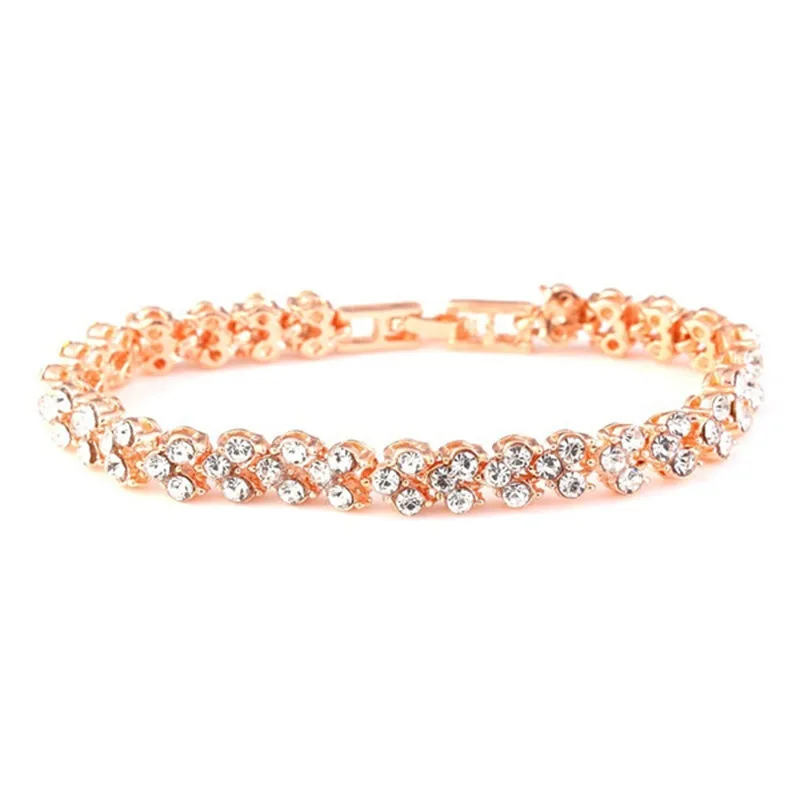 Glänzendes Kristall-Armband aus Edelstahl – Rosegold, Gold & Silber