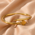 Edelstahl Nagel-Armreif mit Kleeblatt | Goldener Open Cuff Bracelet Stainless Steel
